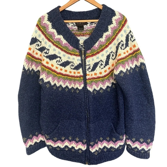 Invisible World vintage wool/cotton blend knit thick cardigan XL excellent cond - Picture 1 of 9